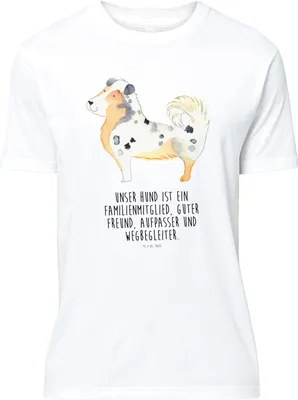 Produktbild von Mr. & Mrs. Panda T-Shirt Hund Australien Shepherd - Weiß - Geschenk, oberteil, Familie, Sprüche, mit Aufdruck, Shirt, S, Tshirt, Spruch