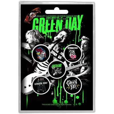 Immagine prodotto di Green Day - Set di distintivi "Revolution" 5 pezzi - metallo, plastica RO5270 (taglia unica) (colorato)