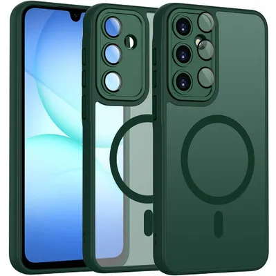 Image de Coque pour Samsung Galaxy A17 5G/4G, avec Anneau Magnétique et Protection Caméra - Translucide Vert Nuit