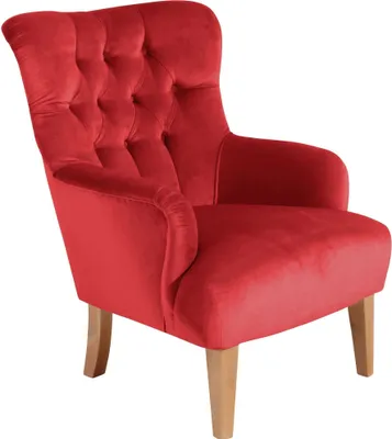 Produktbild von Sessel Kaiya Bezug Samtvelours Buche natur / rot 21221