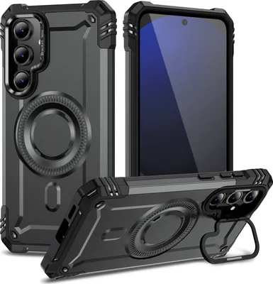 Produktbild von Magnetisch Hülle für Samsung Galaxy S24 FE, Heavy Duty Militärischer Stoßfest Handyhülle Kamera-Ringständer Grau