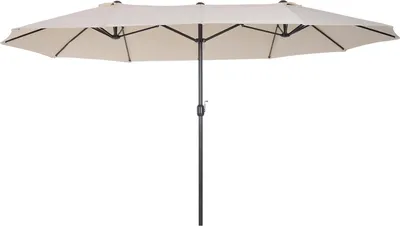 Zdjęcie produktu dla Parasol Parasol Ogrodowy Parasol Targowy Podwójny Parasol Parasol Tarasowy Z Korbą Ręczną Beżowy Owalny 455 X 270 X 240 Cm