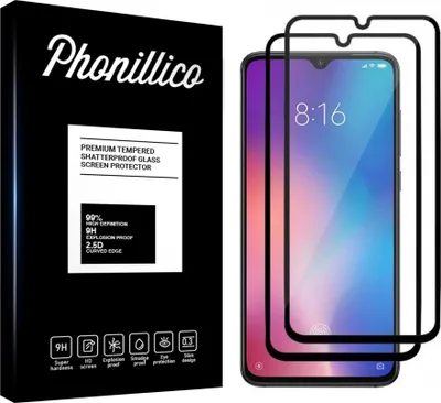 Immagine prodotto di Schermo protettivo in vetro temperato per Xiaomi MI 9 SE [2 pezzi] Schermo protettivo con bordo nero Pellicola antigraffio resistente Phonillico®