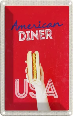 Produktbild von vianmo Blechschild 30x20 cm Amerika USA Reisen Urlaub Hot Dog Fast Food Gericht Bildmotiv Reisemotiv Abenteuer