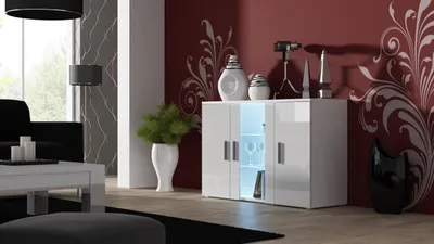 Produktbild von 120cm komoda SOHO S7 biela/lesklá biela