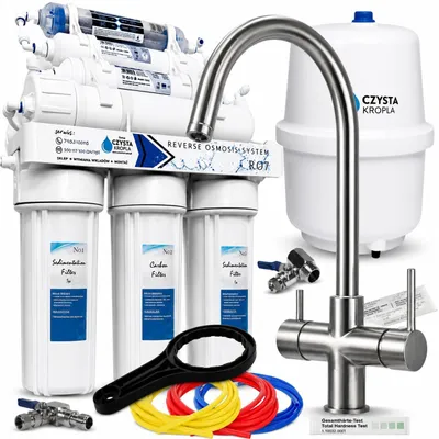 Produktbild von Wasserfilter Set RO7 mit 3-Wege Küchenarmatur Slender Grafit, 7-stufige Filtration, Mineralisierung, Osmoseanlage