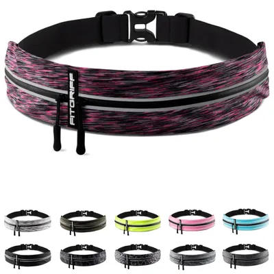 Produktbild von Fitgriff® Laufgürtel für Handy - Lauftasche Jogging, Hüfttasche, Sportgürtel, Running Belt zum Joggen, Laufen, Sport, Fitness - passend für alle Smartphones (Pink 2, 62-90cm Bauchumfang)