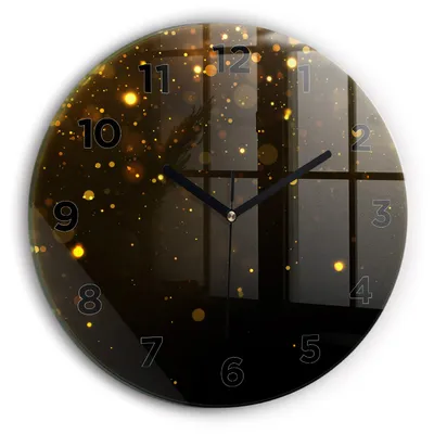 Produktbild von Wallfluent Wanduhr – Stilles Quarzuhrwerk - Uhr Dekoration Wohnzimmer Schlafzimmer Küche - Zifferblatt - schwarze Zeiger - 30 cm - Goldener Blütenstaub