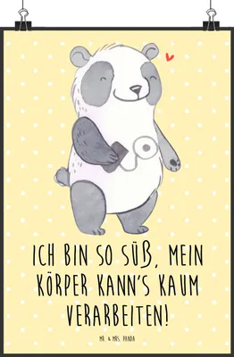 Produktbild von Mr. & Mrs. Panda Bild Panda Insulinpumpe DIN A5 - Gelb Pastell - Geschenk, wanddeko, Plakat, Kunstdruck, drucke, Wandbild, Diabetes Mellitus