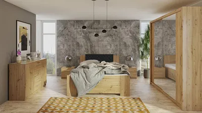 Obrázok produktu pre Spálňová zostava s posteľou 160x200 CORTLAND 6 - dub artisan / čierna