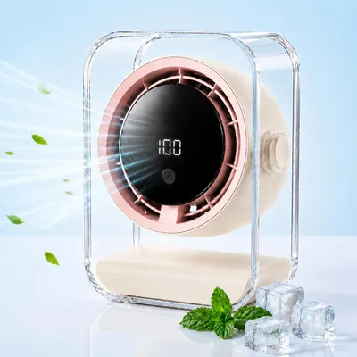 Produktbild von Tischventilator, Ventilator leise, 720° einstellbar, 3 Timer-Stufen (3/6/9h), 100 Geschwindigkeiten, Ventilatoren USB, LED display, Überall einsetzbar