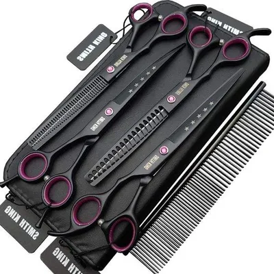Produktbild von Famanu Scheren-Set für Hundefellpflege - 5-teilig