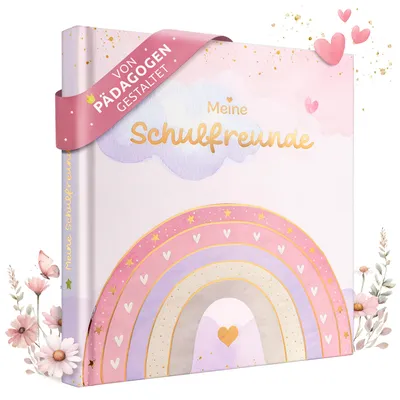 Produktbild von EULENTALER Freundebuch Schule Mädchen Regenbogen I Goldprägung I von Pädagogen gestaltet I Freundschaft Grundschule Geschenk Einschulung
