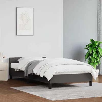 Produktbild von vidaXL Bettgestell mit Kopfteil ohne Matratze Grau 90x200 cm