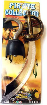 Produktbild von Piratenset 2 teilig schwarz silber Säbel & Haken - Erwachsene