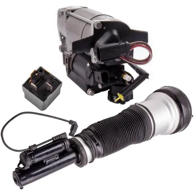 Image de 2 amortisseurs à suspension pneumatique avant + pompe à air pour Mercedes Classe S W220 2203202438