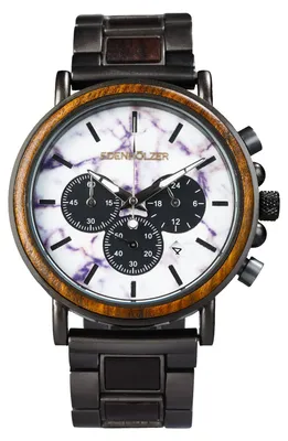 Produktbild von Edenhölzer Holzuhr Herren Armbanduhr Chronograph Holzarmband Hardlex Martinique Datumsanzeige