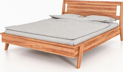 Produktbild von Bett Jetro 2 aus Kernbuche massiv 140x200 mit Holzkopfteil und Holzbeinen