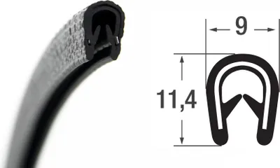 Produktbild von KS-S2-4S Kantenschutzprofil schwarz Klemmbereich 2-4 mm Maße 11,4x9 mm