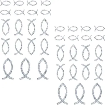 Produktbild von Oblique Unique 38 Fisch Sticker Glitzer Aufkleber Kommunion Taufe Tisch Deko - silber