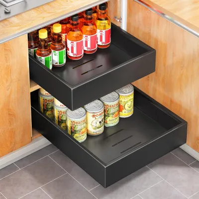 Ausziehbare Schublade 25x43x9 cm, Schrank-Organizer, Schwarz