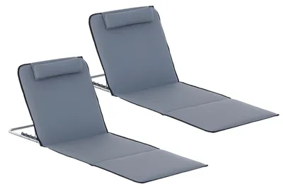 Produktbild von Sonnenliege klappbar 2er Set – Strandliege Rückenlehne verstellbar, Grau