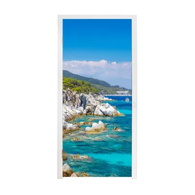Obrázek produktu pro MuchoWow® Plakát na dveře - Moře - léto - tropické - 205x90 cm - Samolepicí fólie na dveře