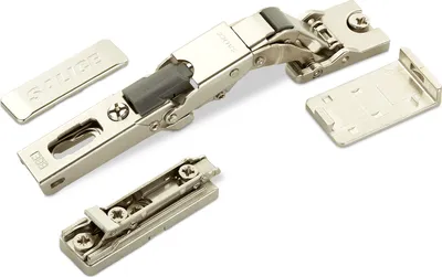 Produktbild von 2 x Salice Universalscharnier für Glastür oder Spiegeltür 110° inkl. Linear-Montageplatte Höhe 3 mm mit Euroschrauben, Exzenterverstellung, Möbelscharniere mit Abdeckkappen