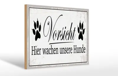 Produktbild von Holzschild Hinweis 12x18 cm Vorsicht hier wachen Hunde Schild