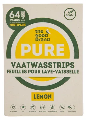 Productafbeelding van The Good Brand Vaatwasstrips Lemon Multipack 64 stuks