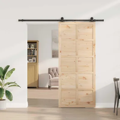 Produktbild von Möbel Zimmertüren  - Braun - CLORIS Schiebetür Natur 80x208 cm Massives Kiefernholz,21.61 Kg - 159246