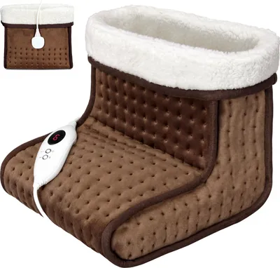 Image de MONZANA® Chauffage D'Appoint Brun - 100 W, 6 Niveaux De Température, Éteinte Automatique, Chausson Homme Femme Pointure Max. 47, Lavable À 30°, Télécommande Pratique, Câble 2 m de long