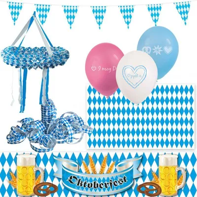 Produktbild von Dekorationsset Party mit Strassenbanner 172x40cm, XXL Fahne 250x150cm, Wimpelkette 3m, Dekokranz