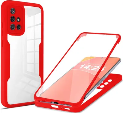 Produktbild von 360 Grad Rundum Schutz Handyhülle für Samsung Galaxy A51 Full Cover Vollschutz Case Farbe: Rot