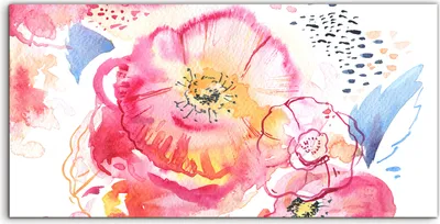 Produktbild von Coloray Acrylbild 140x70  Wandbild Acrylbilder Kunstdruck stilisiert Aquarell Rosen