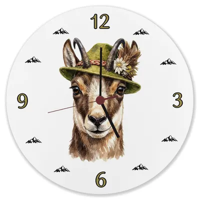Produktbild von Gämse mit alpenländischem Trachtenhut Wanduhr aus Alu