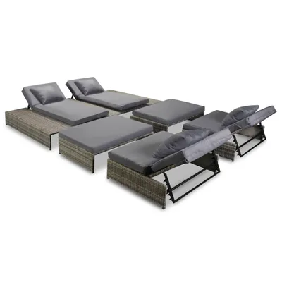 Image de vidaXL Ensemble de salon de jardin 5 pièces avec coussins Poly Rattan Gris
