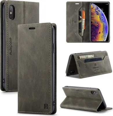 Image de iPhone XS étui portefeuille, rétroPolyuréthaneétui en cuir stand de protection pour iPhone XS / iPhone X cuivre
