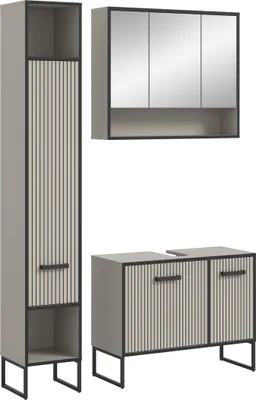 Produktbild von Badezimmer-Set >Bagno< (3-teilig) in kaschmir Nachbildung - 125x192x36cm (BxHxT)