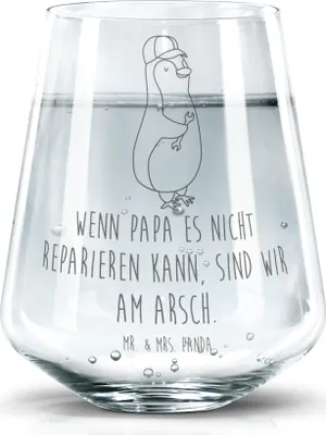Produktbild von Mr. & Mrs. Panda Trinkglas Wenn Papa es nicht reparieren kann, sind wir am Arsch - Transparent - Geschenk, Pinguin, Vatertag, Wasserglas, Glas, Trinkgefäß, Muttertag