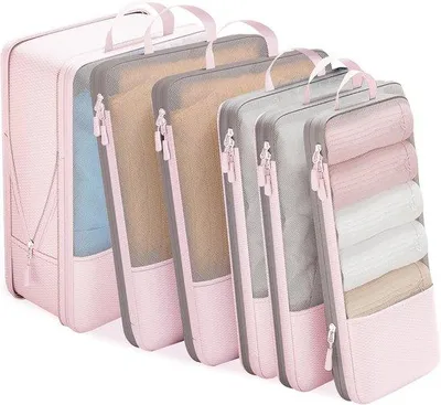 Produktbild von Famanu Kofferorganizerset 6-teilig - Kompressionsbeutelset - Verpackungstaschen - Reiseorganisator