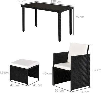 Produktbild von Outsunny Polyrattan Sitzgruppe Gartenset Garnitur 11 tlg. Schwarz+Beige