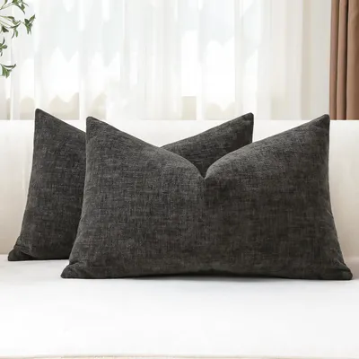 Immagine prodotto di Set di 2 federe per cuscini in velluto, 30x50 cm, color grigio scuro
