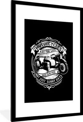 Produktbild von MuchoWow® MuchoWow® Gerahmtes Poster Mancave - Motorrad - Vintage - Zitate 60x90 cm - Poster mit zchwarzem Bilderrahmen - Dekoration - Wandposter Wohnzimmer - Hochwertig