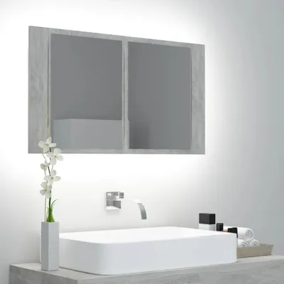 Produktbild von vidaXL LED-Bad-Spiegelschrank Betongrau 80x12x45 cm Acryl