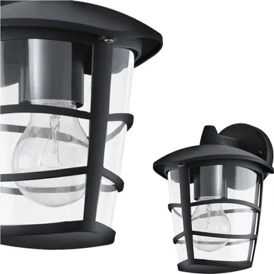 Zdjęcie produktu dla EGLO ALORIA, Oświetlenie zewnętrzne ścienne, Czarny, Aluminium, Plastik, IP44, Wejście, Ogród, Patio, E27