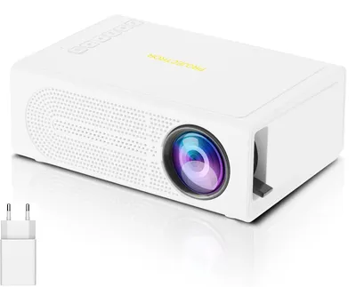 Produktbild von Tragbarer Mini-Beamer - T4 - Bildschirmspiegelung - HDMI/USB/Audio - Hohe Helligkeit - Kompakt - Integrierter Akku - EU-Stecker - Weiß