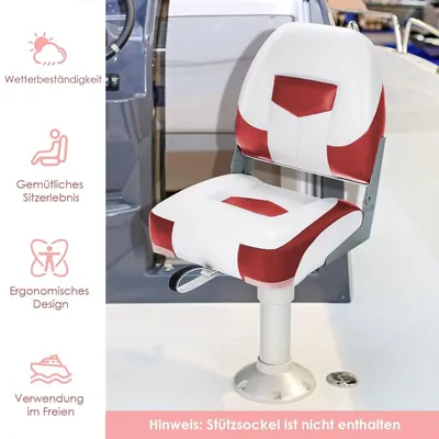 Image de Sièges pliants pour bateau, lot de 2, rouge/blanc, capacité de charge 110 kg