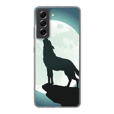 Produktbild von MuchoWow® Handyhülle Schutzhülle Hülle für Samsung Galaxy S21 FE Wolf - Mond - Stein Silikon Softcase Handy Hülle - Mobiltelefonhülle