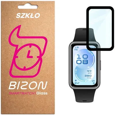 Produktbild von Hybrides Glas für Huawei Band 11, Bizon Glass Watch Edge Hybrid, Schwarz